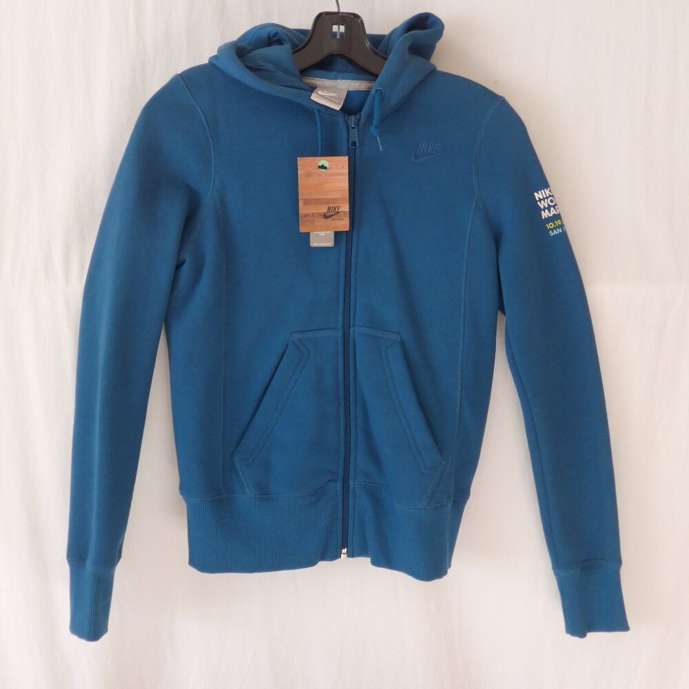 NWT Nike Women XS Teal Hooded Full Zip Sweatshirt SF Marathon 2008